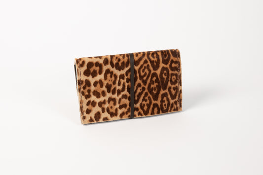 Jaguar print hair on leather tobacco pouch