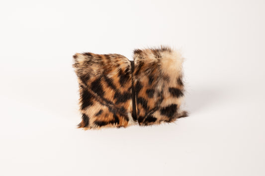 Jaguar print fur and leather tobacco pouch