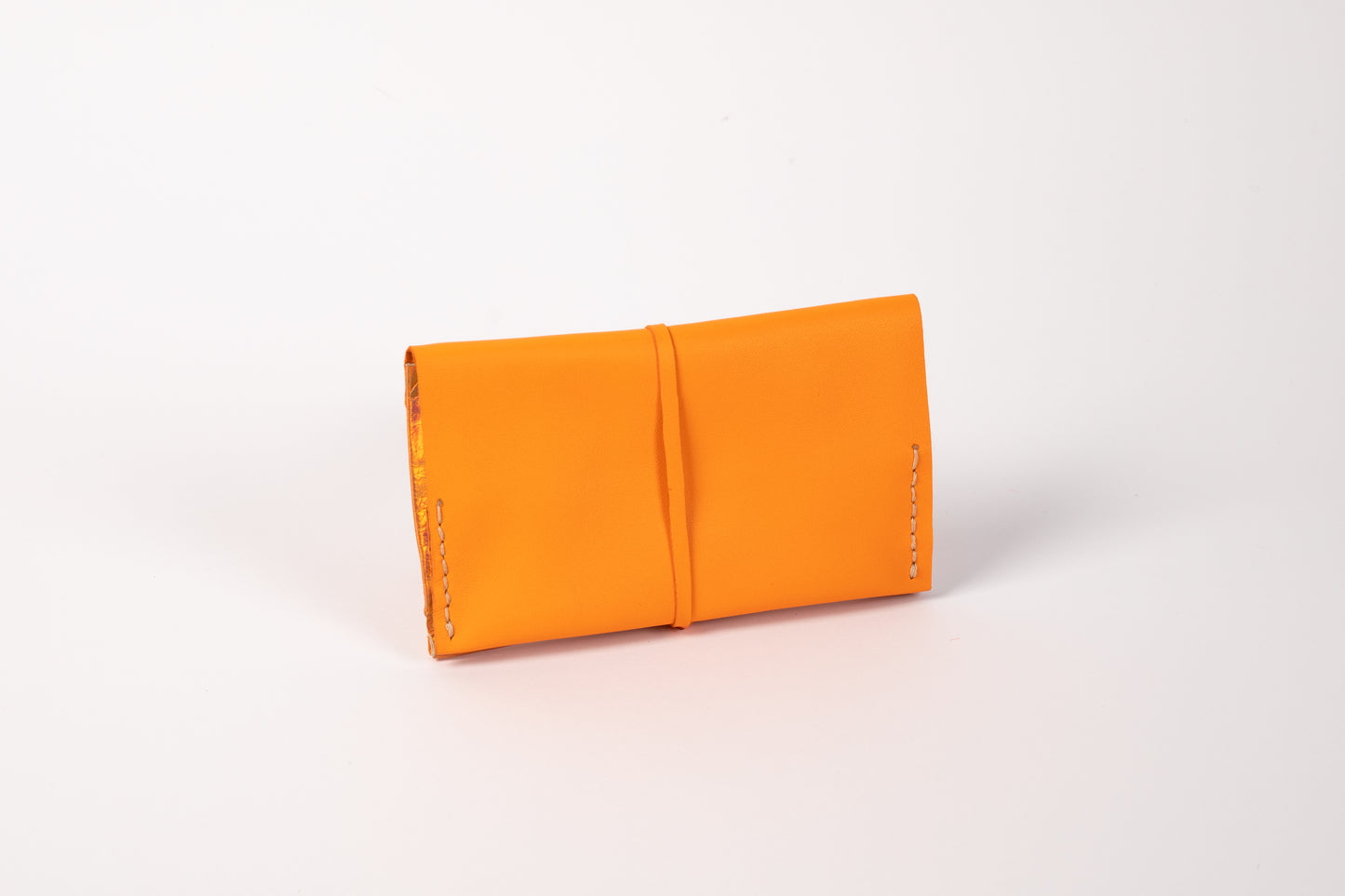 Orange leather tobacco pouch