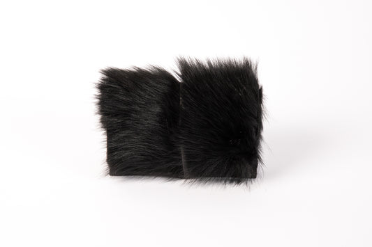 Black fur and leather tobacco pouch