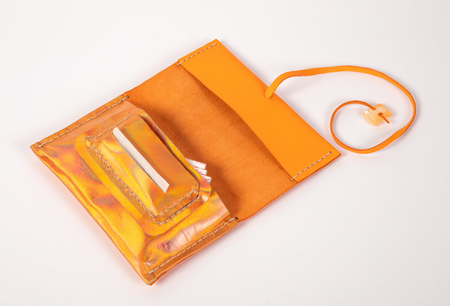 Orange leather tobacco pouch